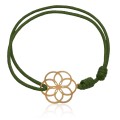 Bransoletka ze sznurka czarna zielona bordowa kwiat życia stal szlachetna