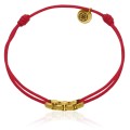 Bransoletka ze sznurka czerwona  łańcuch gruby złoty stal szlachetna