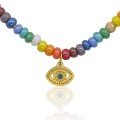 Naszyjnik z korali szklanych dużych kolorowy oko proroka stal szlachetna