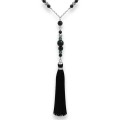 Naszyjnik z kamieni turkusu afrykańskiego z chwostem czarnym srebro