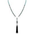 Naszyjnik z kamieni turkusu afrykańskiego z chwostem czarnym srebro