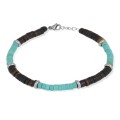 Bransoletka z kamieni turkusowych muszla stal