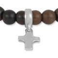 Bransoletka z drewna heban tygrysi srebro krzyż