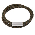 Bransoletka skórzana podwójna rzemień oliwkowy naturalny