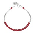 Bransoletka ze srebra kostka kamienie koral czerwony