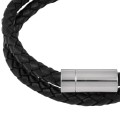Bransoletka skórzana podwójna rzemień czarny naturalny