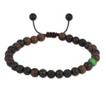 Bransoletka z drewna heban tygrysie oko kryształy