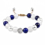 Bransoletka z kamieni lapis lazuli agat kryształy srebro