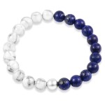 Bransoletka z kamieni biały howlit lapis lazuli kulka srebro