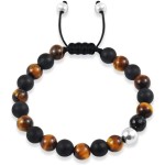 Bransoletka z kamieni onyks tygrysie oko kulka srebro