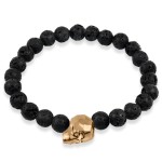 Bransoletka z kamieni czaszka kryształowa lawa czarna