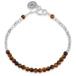 Bransoletka ze srebra kostka kamienie brązowe tygrysie oko
