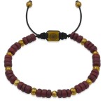 Bransoletka z drewna bordowa drewno kokosowe hematyt złoty