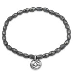 Bransoletka z kamieni hematyt grafitowy fasetowany zawieszka OM