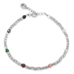 Bransoletka ze srebra kostka kamienie naturalne jadeit granat kryształ górski kwarc onyks hematyt