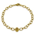 Bransoletka ze stali łańcuch złoty kostka z logo stal szlachetna damska