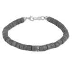 Bransoletka z drewna kokosu szara srebro