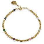 Bransoletka ze srebra kostka pozłacana kamienie naturalne jadeit granat kryształ górski kwarc onyks hematyt