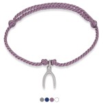 Bransoletka ze sznurka bawełnianego ość szczęścia srebro