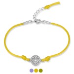 Bransoletka ze sznurka jedwabnego rozetka srebro chwost