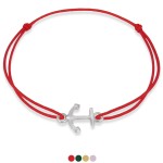 Bransoletka ze sznurka kotwica srebro czerwona zielona fioletowa