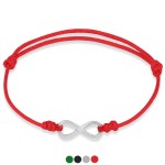 Bransoletka ze sznurka nieskończoność srebro czerwona