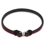 Bransoletka skórzana płaska zapięcie srebro czerwona pojedyncza