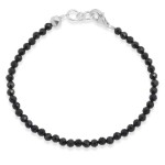 Bransoletka z kamieni mini spinel czarny srebro hematyt fasetowany