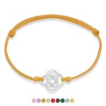 Bransoletka ze sznurka rozetka srebro pomarańczowa kwiat