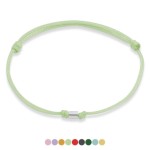 Bransoletka ze sznurka przekładka kreska srebro jasno zielona