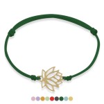 Bransoletka ze sznurka lotos srebro pozłacane zielona butelkowa