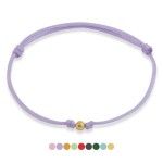 Bransoletka ze sznurka kulka disco srebro pozłacane wrzosowa