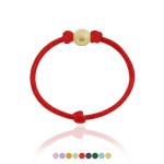 Pierścionek ze sznurka przekładka disco srebro pozłacane czerwony