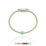 Pierścionek ze sznurka przekładka srebro jasny zielony