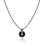 Naszyjnik ze stali medalion mantry czarny box 2,5 mm