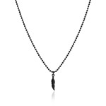 Naszyjnik ze stali kulkowy pióro symbol czarny 