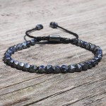 Bransoletka z kamieni hematyt grafitowy fasetowany bryła sznurek