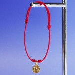 Bransoletka ze sznurka moneta srebro pozłacane czerwona