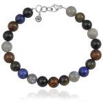 Bransoletka z kamieni agat lapis bronzyt labradoryt obsydian