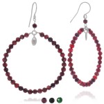 Kolczyki z kamieni koła duże granat spinel jadeit szmaragdowy srebro