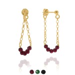 Kolczyki z kamieni zwisy granat jadeit spinel srebro pozłacane