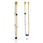 Kolczyki z kamieni zwisy kolorowe kamienie naturalne srebro pozłacane