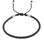 Bransoletka skórzana rzemień pleciony czarny naturalny