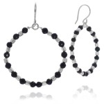 Kolczyki z kamieni koła czarny onyks kostka srebro