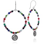 Kolczyki z kamieni koła kolorowa zawieszka om srebro