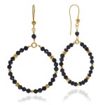 Kolczyki z kamieni koła spinel czarny srebro pozłacane