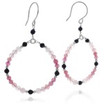 Kolczyki z kamieni koła spinel kwarc tumalin różowy srebro