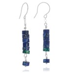 Kolczyki z kamieni zwisy niebieski jaspis srebro