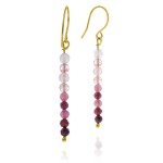 Kolczyki z kamieni sopelki gradient granat kwarc srebro pozłacane