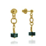 Kolczyki z kamieniem zielonego jaspisu picasso srebro pozłacane